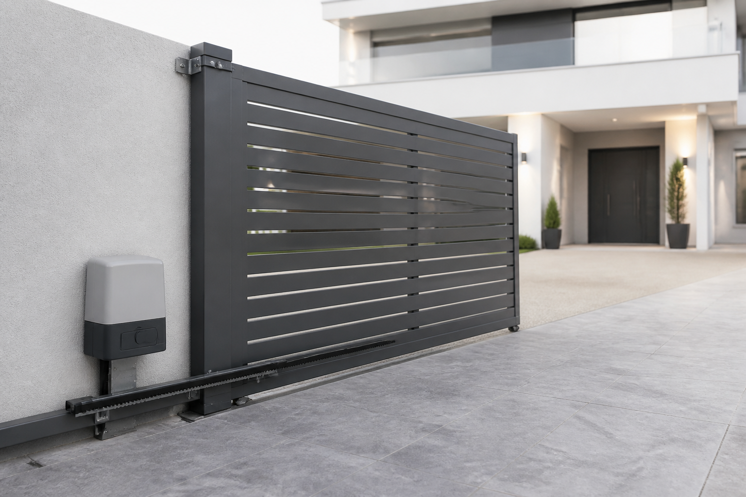 Automatic gate opener on a residential sliding gate