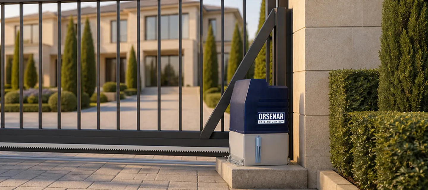 Automatic gate opener on a residential sliding gate